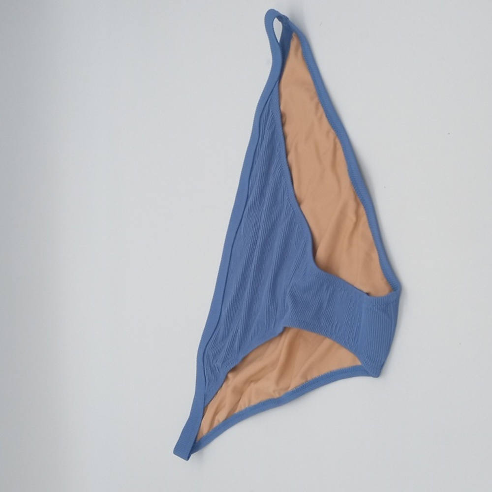 J. Crew Ribbed-Trim Hipster Full Coverage Bikini Bottom Blue 2X